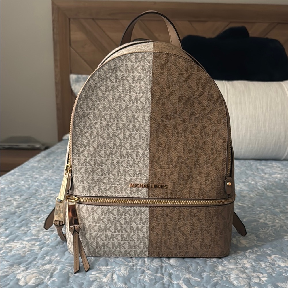 Michael Kors Dual-Tone Backpack in Brown and Cream